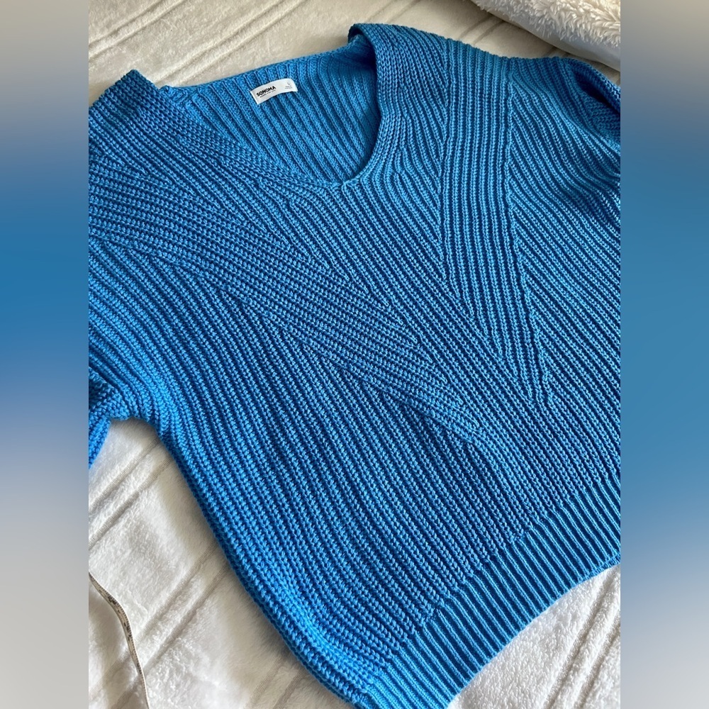 NWT Sonoma Vibrant Blue V-Neck Sweater Sz L​​​ - Picture 13 of 16